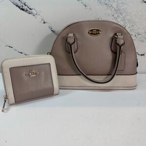 Coach Women's Taupe and Cream Bag Set